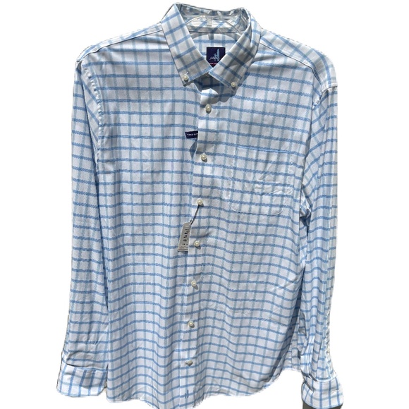 Johnnie-O Prep-Formance Gobi long sleeve shirt blue white Large - Picture 2 of 16